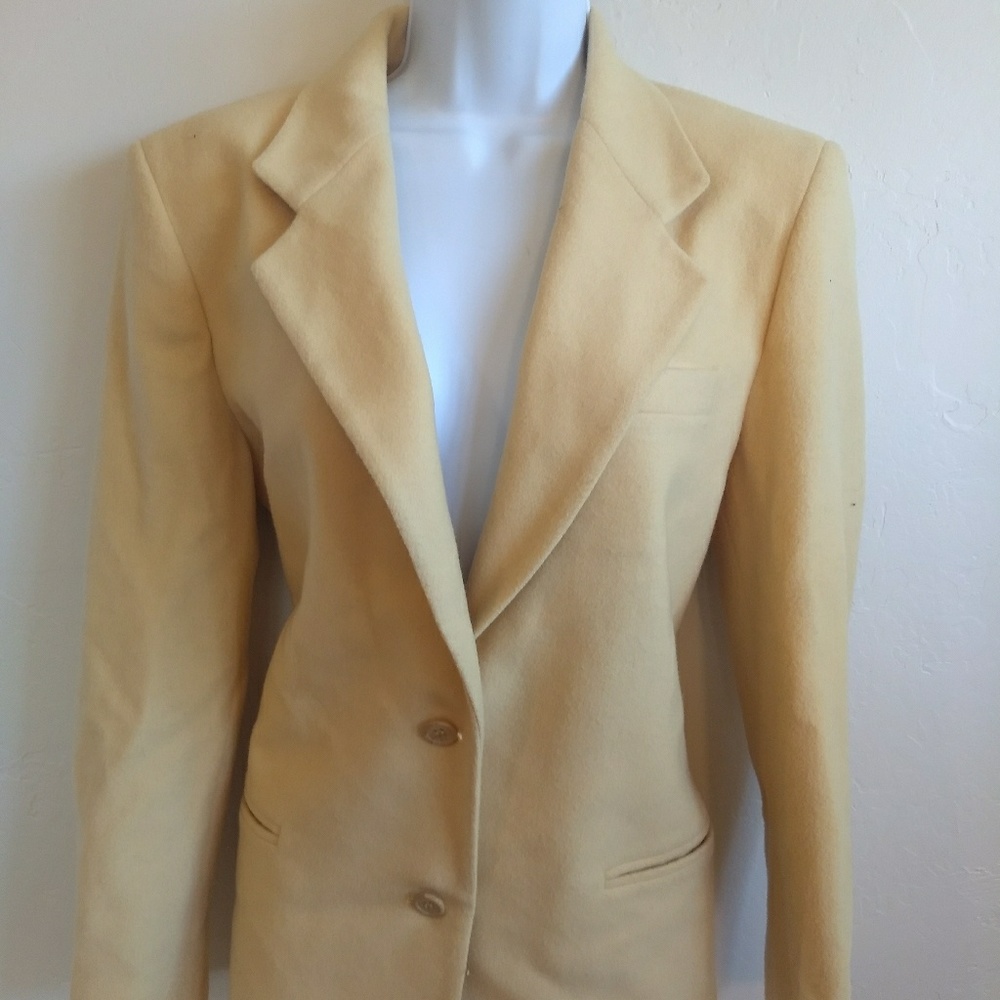 Vintage LL Bean Yellow Blazer Sz 4 Cashmere Blend